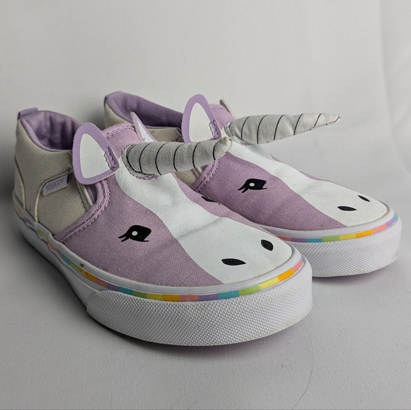 VANS Unicorn Shoes For Little Girl Size 1 Purple And White - Picture 1 of 8